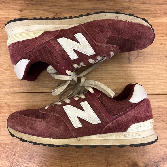 NEW BALANCE‎ 574 Mens Size 11 Casual Sneakers Burgundy Suede Shoes Streetwear - Picture 8 of 11
